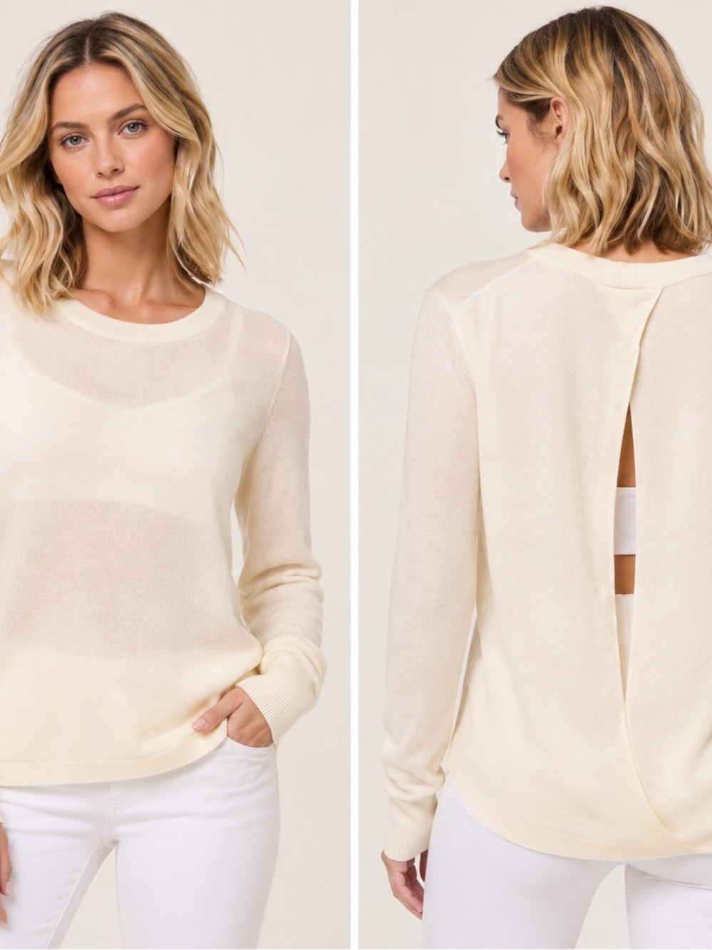lululemon athletica Cream Open-Back Longline Sweater